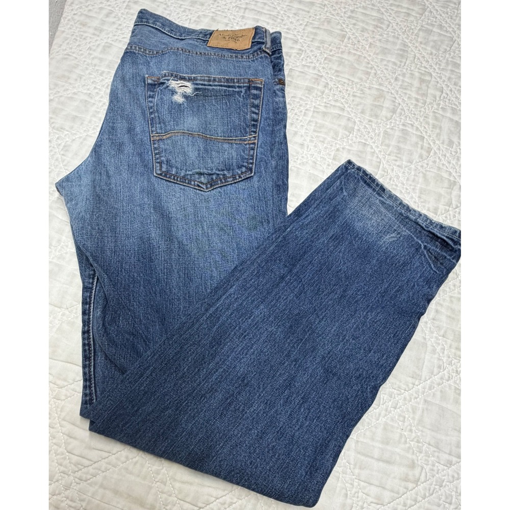 Abercrombie & Fitch Jeans Mens 36x32 Blue Rollins Low Rise Skinny Distressed